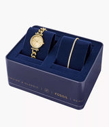 Fossil- Sæt med et forgyldt dameur og armbånd - Modelnr.: ES5387SET