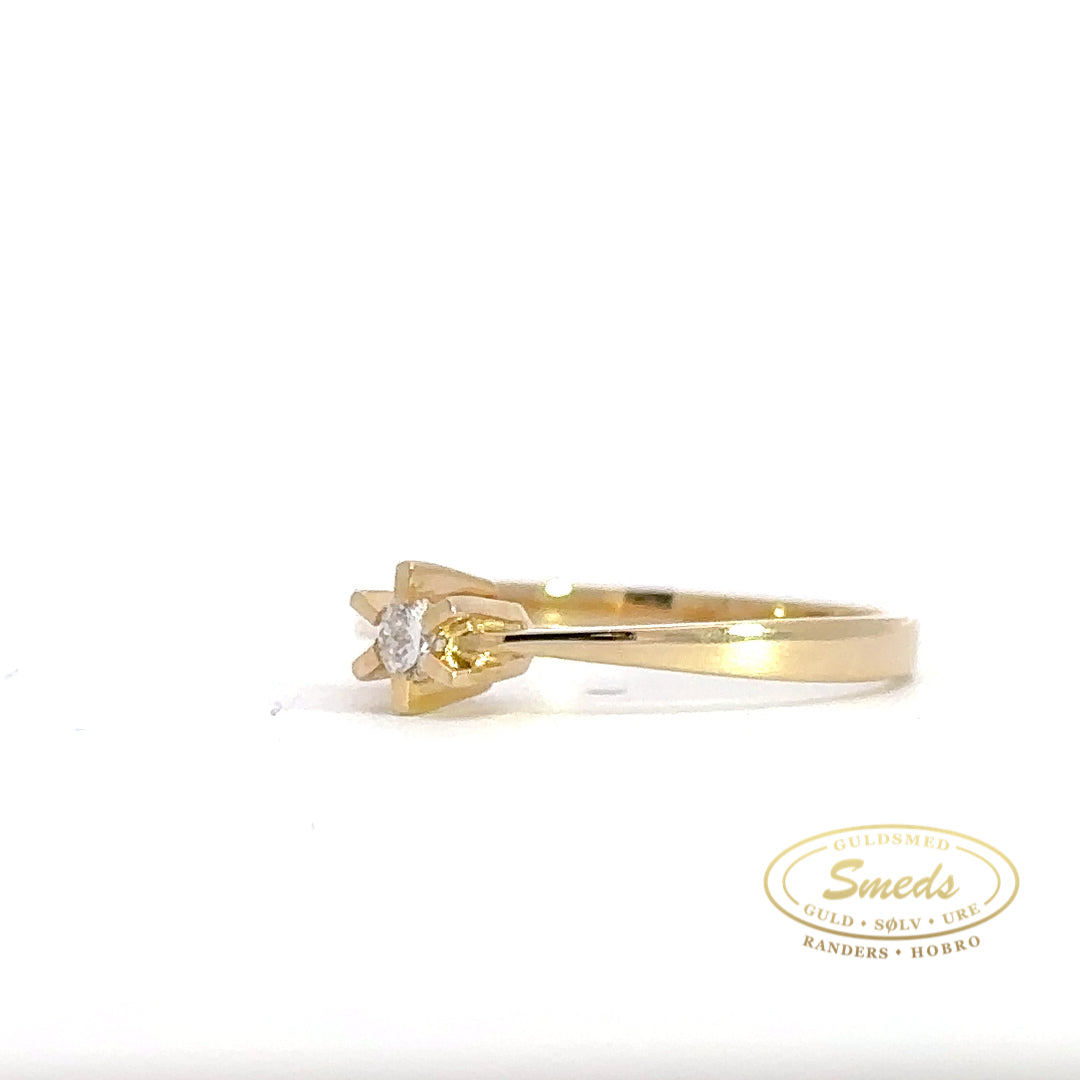 14KT. GULD  RING MED DIAMANT 0,10CT TW/SI - Model: 40-22564