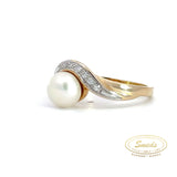 14kt. Perlering med diamanter 0.05 w/si - Model: 40-22602