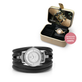 Christina Collect - Kampagne ur i stål med 6mm sort læder cordsæt, inklusiv flot ur-/smykkeskrin - Model: 645-Jewel-SW-6-Black
