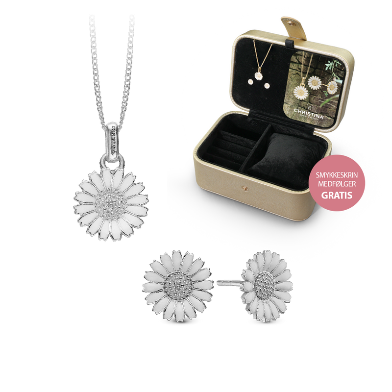Christina Jewelry - Marguerit smykkesæt i sølv inklusiv flot smykkeæske - Model: 685-JEWEL-S