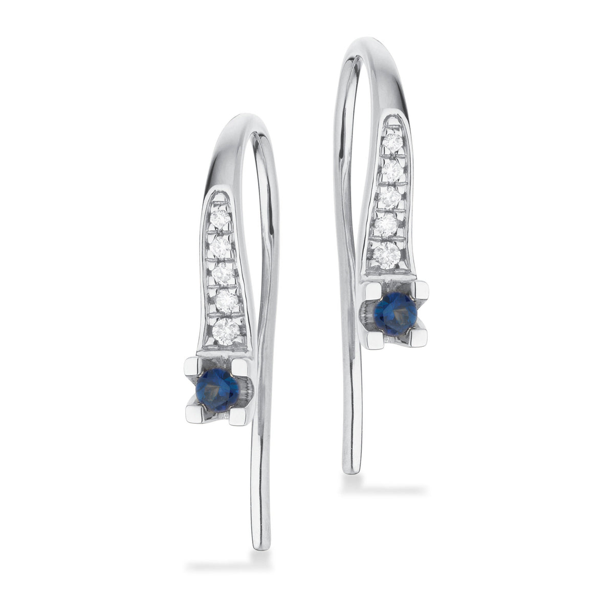 Kleopatra Queen ørebøjler hvidguld safir + 0,05 H-W/SI 14 kt - Model: 1546,05SA