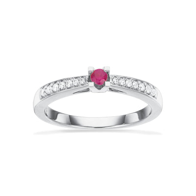 Kleopatra Queen ring hvidguld rubin + 0,12 H-W/SI 14 kt - Model: 7536,12RU