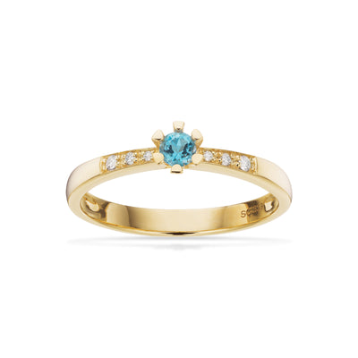 Vida Darling ring rødguld 0,10 blå topas + 0,04H-W/P1 8 kt - Model: 7823,10BT