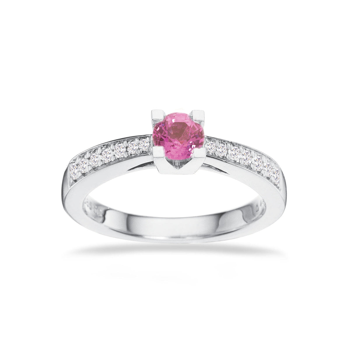 Kleopatra Queen ring hvidguld 0,40 pink safir 0,16 H-W/SI 14 kt - Model: 7536,40P