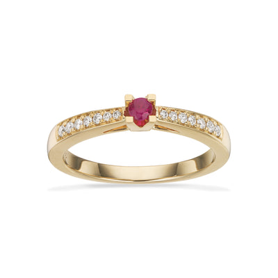 Kleopatra Queen ring rødguld rubin + 0,12 H-W/SI 14 kt - Model: 7535,12RU