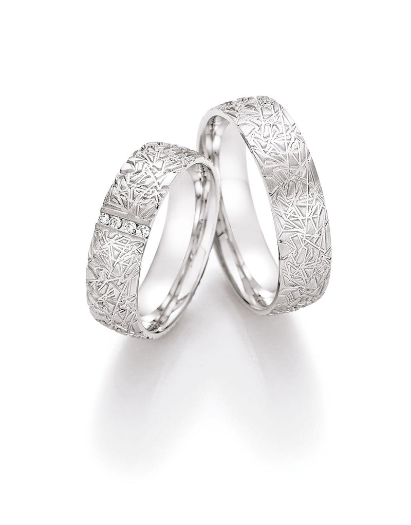 BN - Vielses- og forlovelsesringe i sølv med diamanter - Modelnr.: 30110-060/30120-060