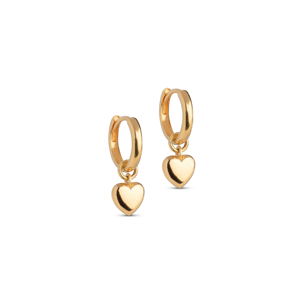 Enamel - Amore -  7mm Forgyldt sølv creoler med hjerte- Model: E376G