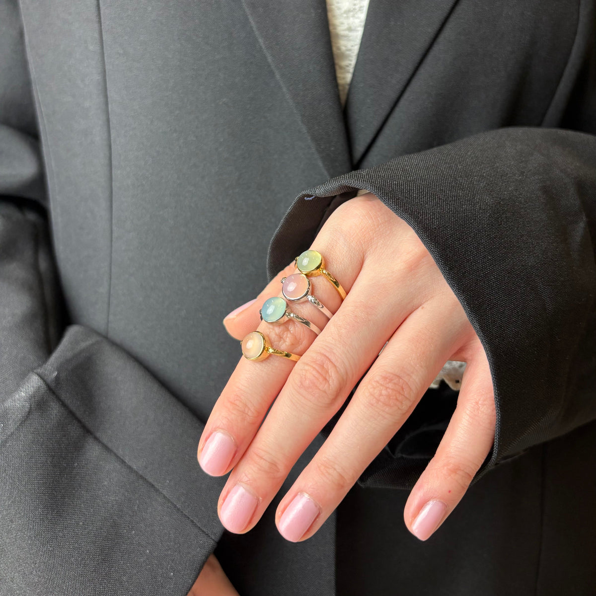 Christina Pink Chalcedony ring i forgyldt sølv – model 800-3.25.B – billede 4