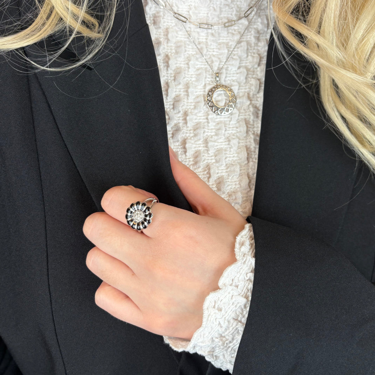 Christina Topaz Big Black Marguerit ring i sølv – model 800-4.5.A – billede 4