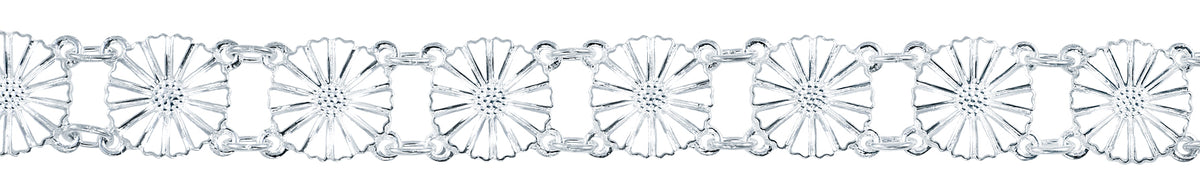 Lund Copenhagen Marguerit armbånd 13x11mm hvid emalje i sølv – model 901011-H
