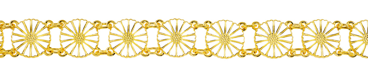 Lund Copenhagen Marguerit armbånd med 13x11mm hvid emalje19cm i forgyldt sølv – model 901011-M