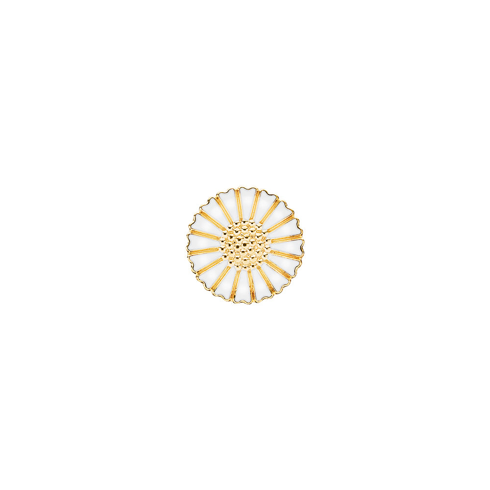 Lund Copenhagen Marguerit broche med 1x18mm hvid emalje i forgyldt sølv – model 904018-M