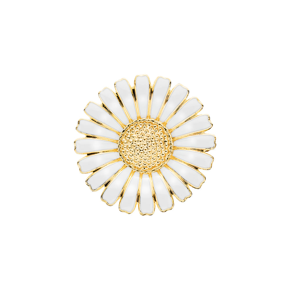 Lund Copenhagen Marguerit broche med 1x36mm hvid emalje i forgyldt sølv – model 904036-M