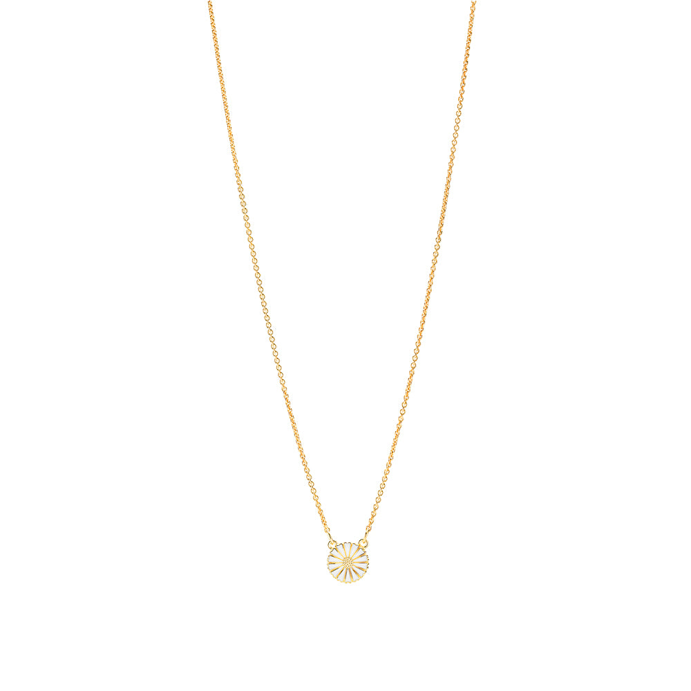 Lund Copenhagen Marguerit collier med 1x11mm 42-45cm hvid emalje i forgyldt sølv – model 902011-1-M