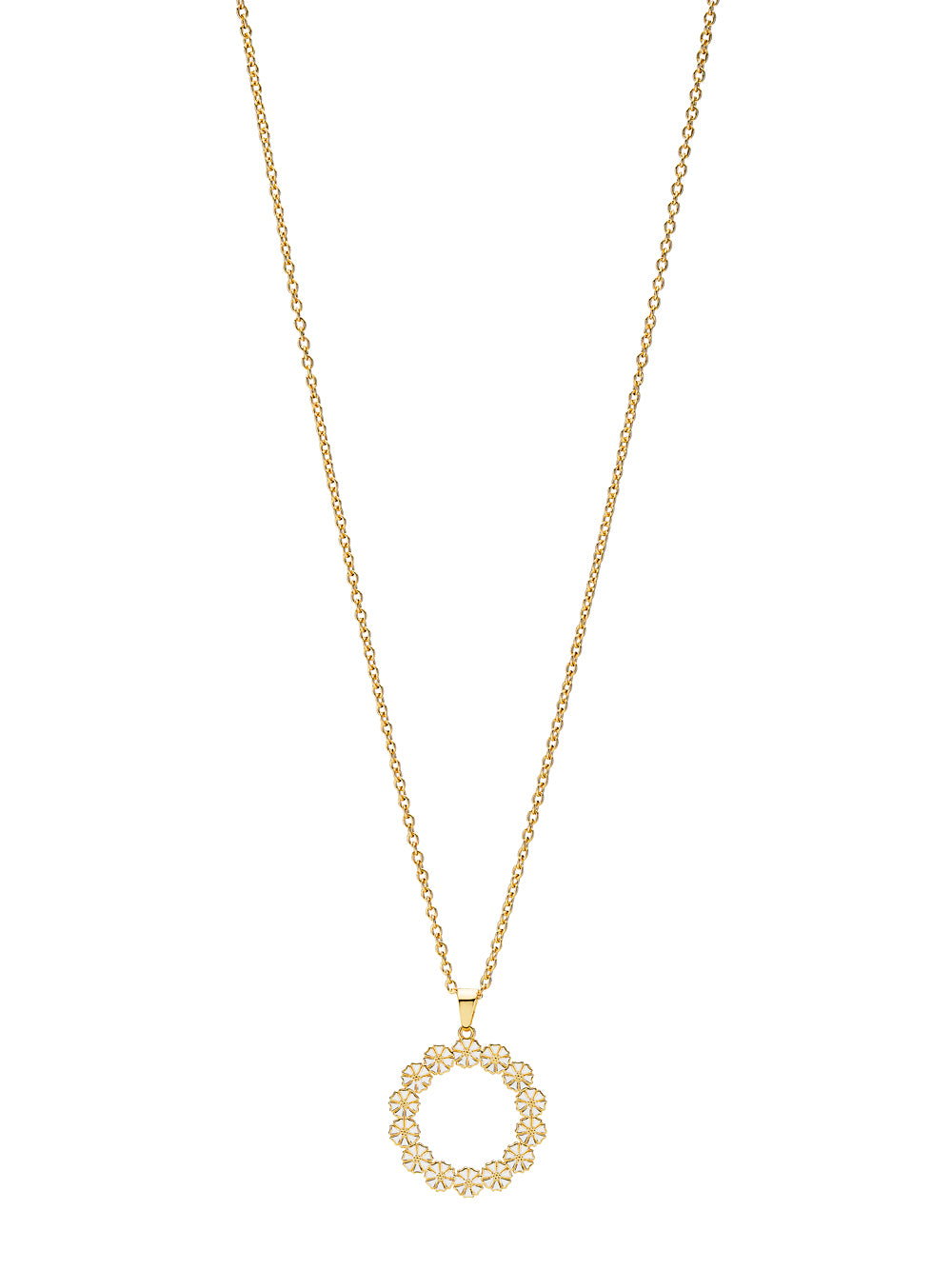 Lund Copenhagen Marguerit collier med vedhæng rundt 14x5mm 45cm i forgyldt sølv – model 902050-M