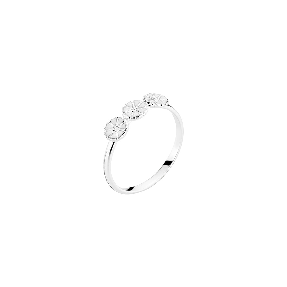 Lund Copenhagen Marguerit ring 3x5mm hvid emalje i sølv – model 907050-3-H