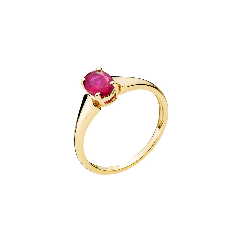 Lund Copenhagen Ring med syntetisk rubin 7X5mm i 8 kt. guld – model 307796-07