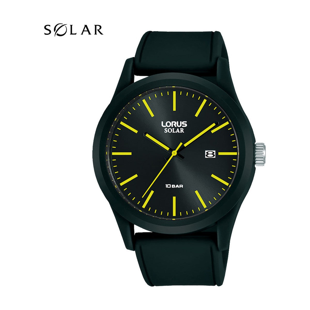Lorus -  Sportsur med solarværk, gummirem og sort urskive - Model: RX301AX-9