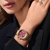 SIF JAKOBS - DOMENICA dameur, forgyldt med burgundy urskive - Model: W2407-CZ-YG