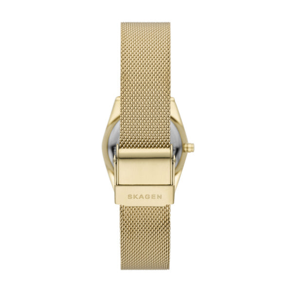 Skagen - Forgyldt SOLAR dameur, hvid skive og meshlænke - Model: SKW3077