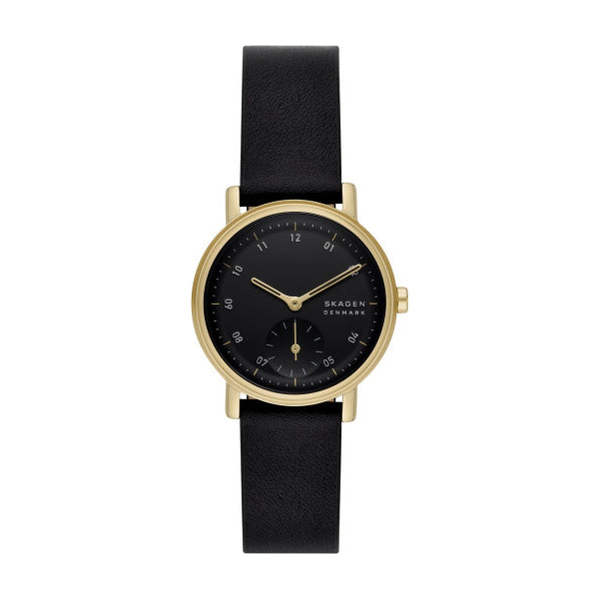 Skagen - Dameur i stål med sort læderrem,  Kuppel Lille - Modelnr.: SKW3114