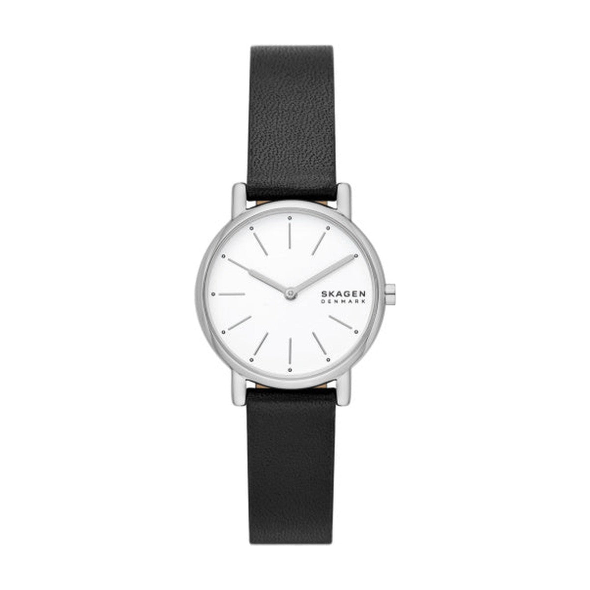 Skagen - Dameur i stål med sort læderrem, Signatur lille - Modelnr.: SKW3120