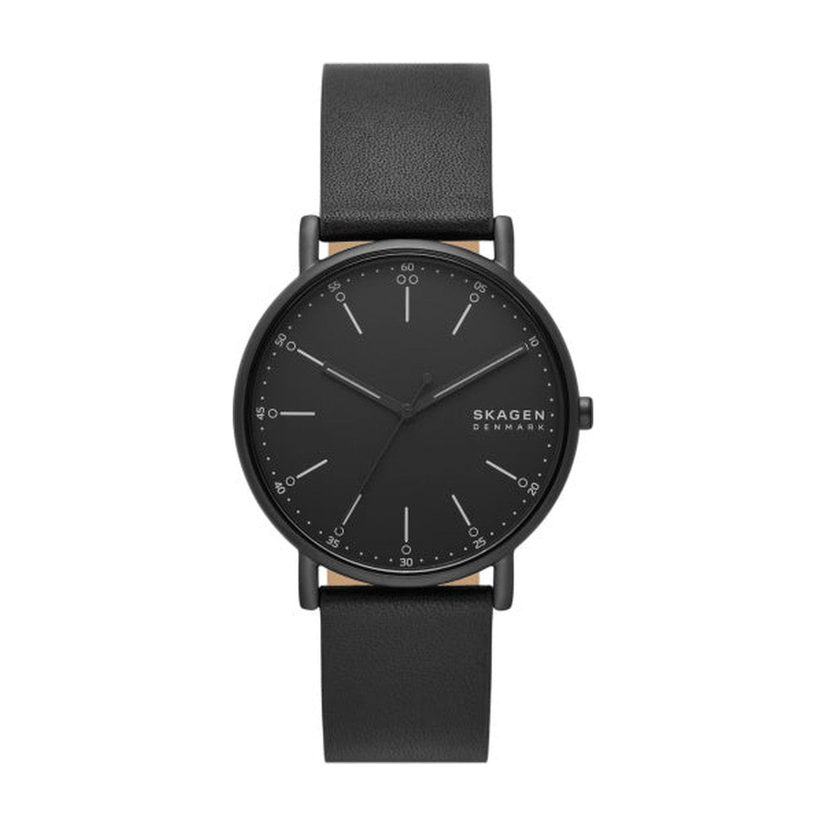 Skagen - Herre ur med sort skive og sort læderrem - Modelnr.: SKW6902