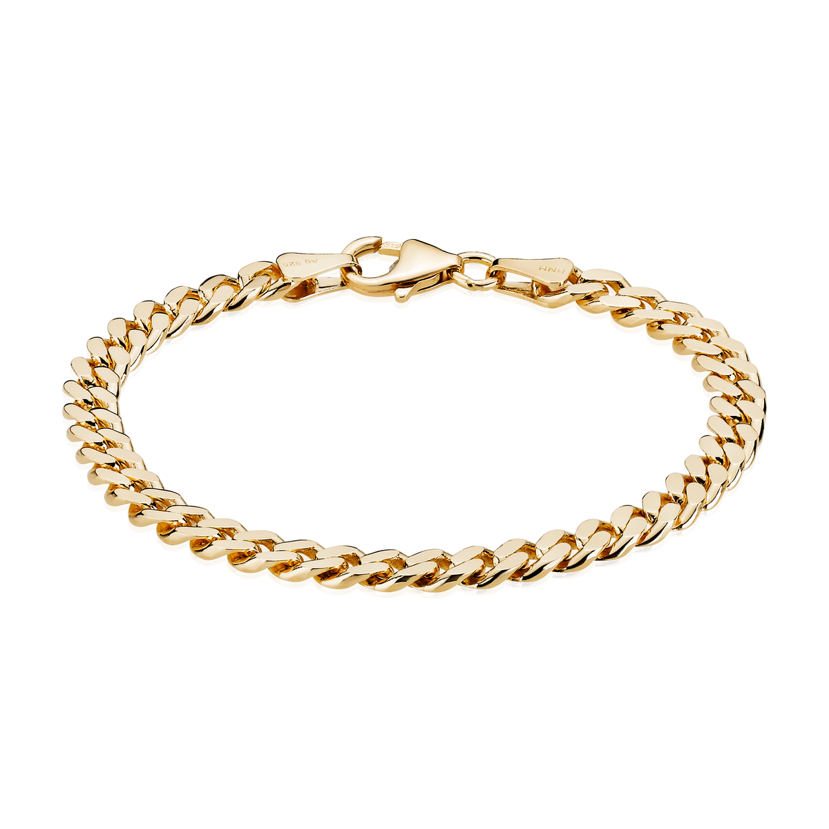 Panserarmbånd facet i forgyldt sølv – 1,55 mm