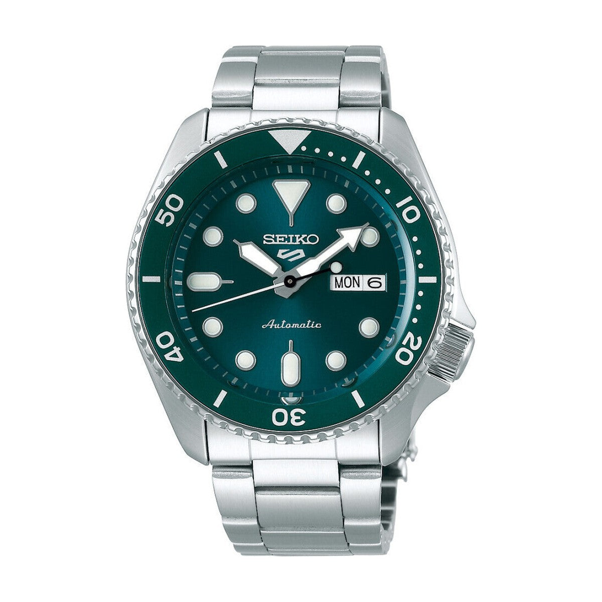 Seiko - 5 sport automatik herreur, stål med lænke, grøn skive, 100m - Model: SRPD61K1