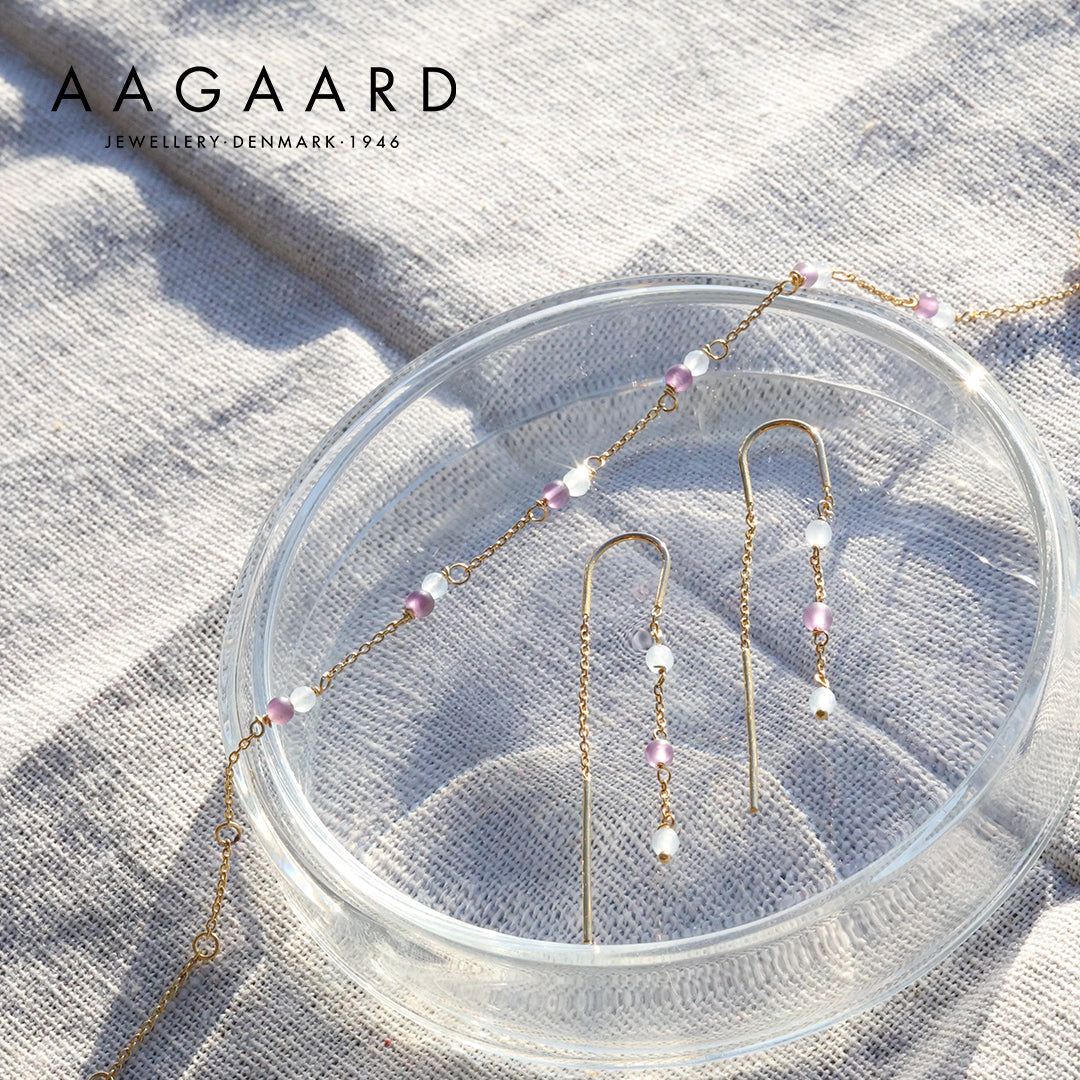 Aagaard Ørehænger Amethyst / Blå Quartz Forgyldt Sterling Sølv