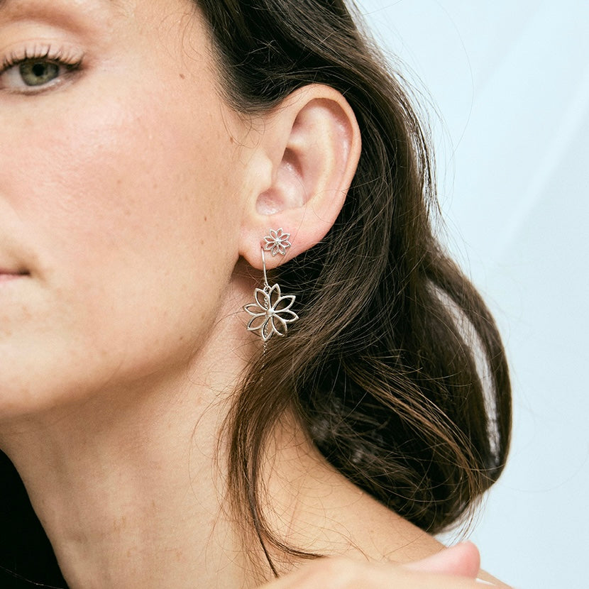 Christina Simple Flower ørehængere i sølv – model 670-S92 – billede 2
