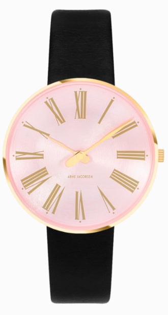Arne Jacobsen - Roman Orchid Pink 34 mm med sort rem - Model: 53316-1601G