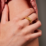 Sintridou - Ring med rillet overflade i forgyldt stål - Model: ST710015