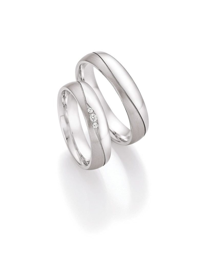 BN - Vielses- og forlovelsesringe i sølv med diamanter - Modelnr.: 30150-050/30160-050