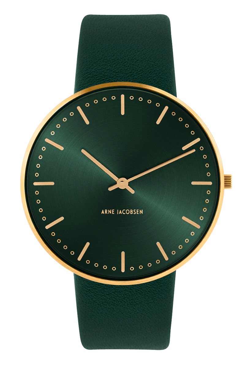 Arne Jacobsen - CITY HALL 40 mm double ur med læderrem - Model: 53208-2088G