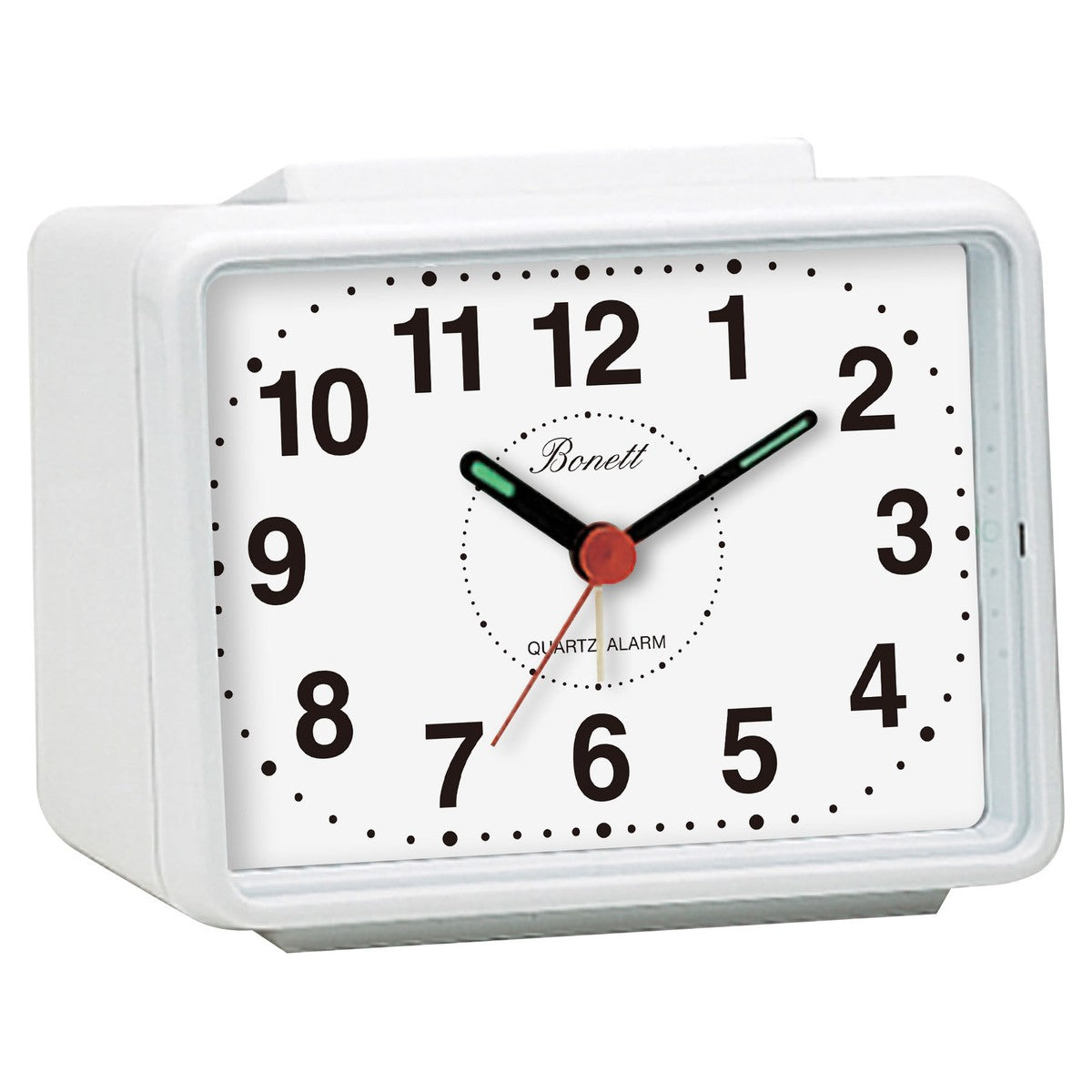 Bonett - Vækkeur i hvid med klokkealarm, lys - Model: BA307H