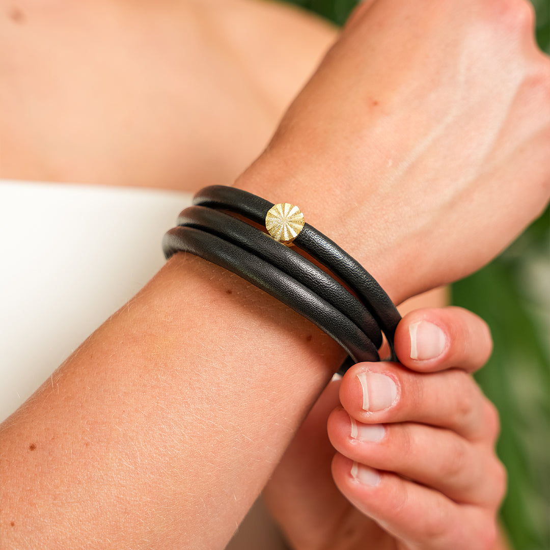 Christina Sunrays Classic læderarmbånd i forgyldt sølv – model 605-MOR2025-G – billede 2