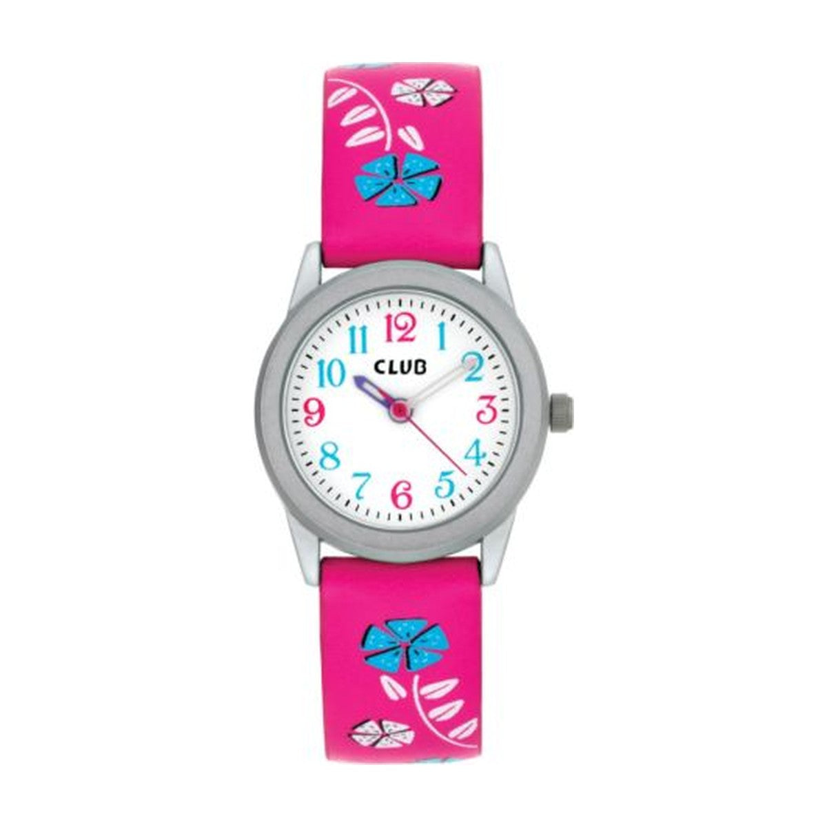 CLUB - Pigeur i chrom med pink blomstret rem - Model: A56537S2A
