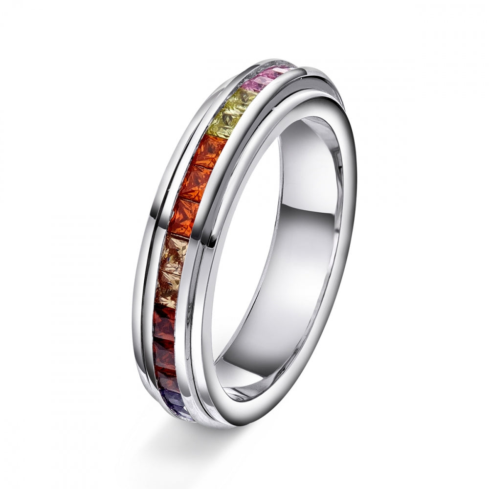 Arne Nordlie - Stressring i sølv med multifarvede zirkonia, str. 54 - Model: 65382-54
