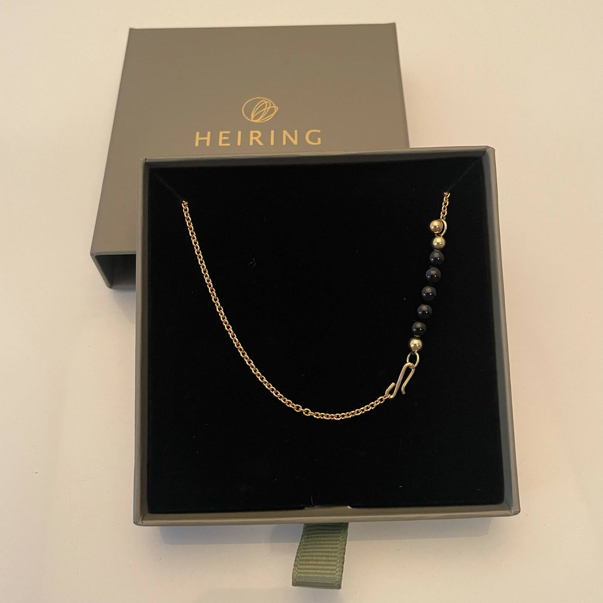 Heiring Multi halskæde med Sort agat top
