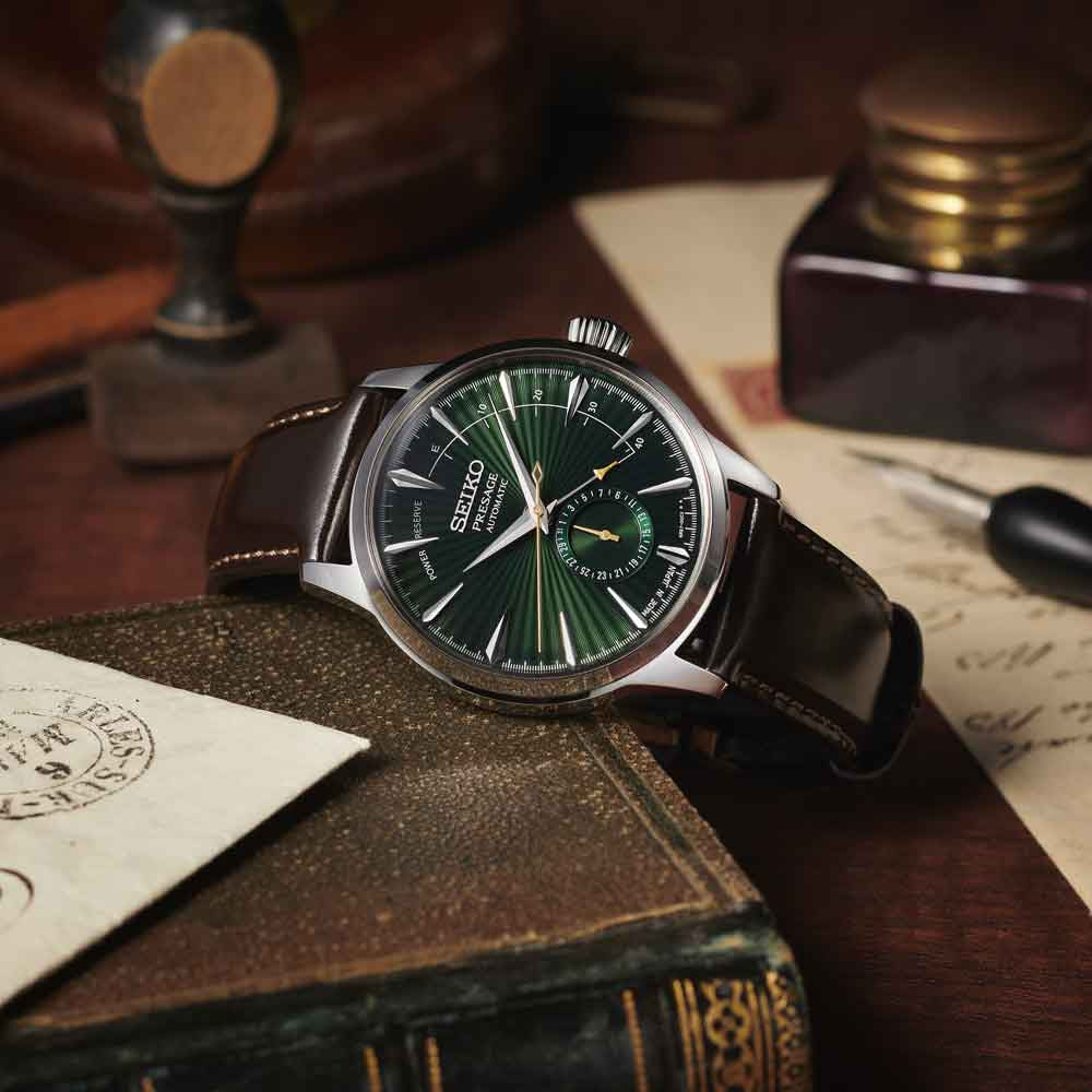Seiko - Herreur, Presage, Stål med læderrem og automatik værk - Model: SSA459J1