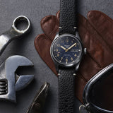 Seiko -  Seiko 5 sport automatic herreur, stål m. sort læderrem og mørkeblå skive - Model: SRPG39K1
