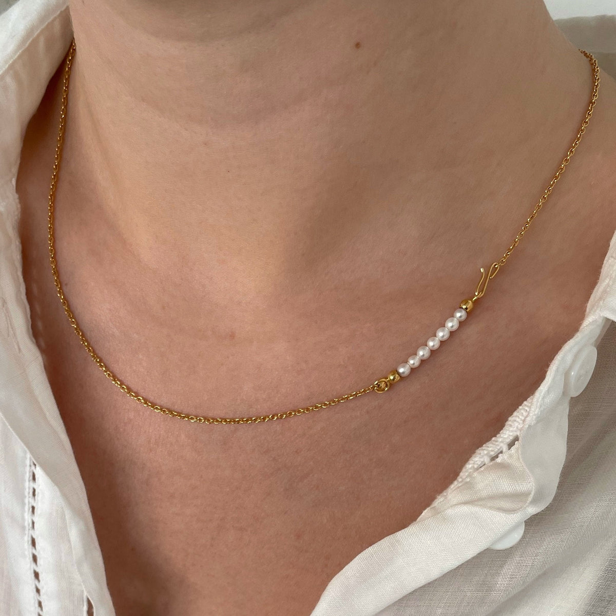 Heiring Multi halskæde med Ferskvandsperler 3 mm top