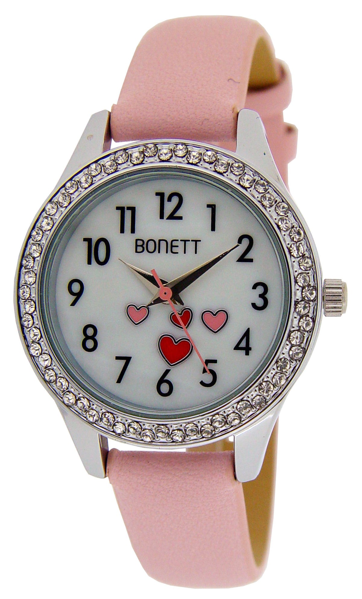 Bonett - børneur i lyserøde hjerter - Model: 1515p