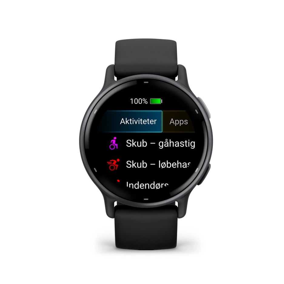 Garmin - Vívoactive® 5 Slate aluminium urkrans med sort urkasse og silikonerem - Model: 010-02862-10