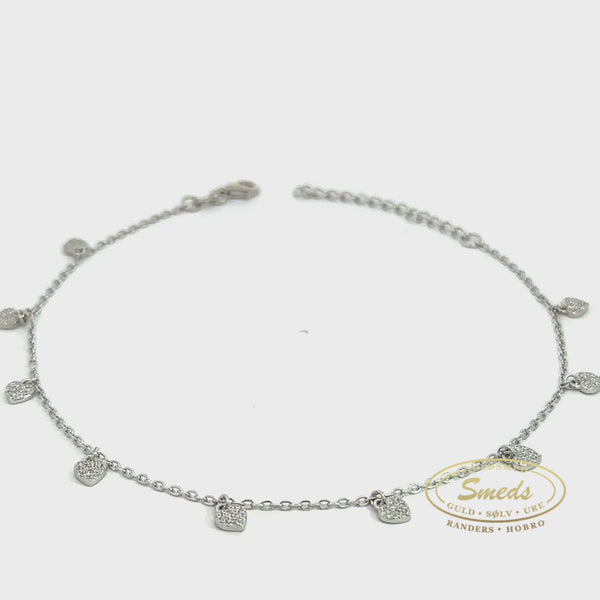 Sølv ankelkæde med små charms - Model: CR13382