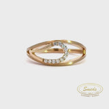 14 karat guldring med diamanter