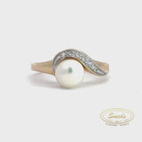 14kt. Perlering med diamanter 0.05 w/si - Model: 40-22602