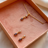 Scrouples- Pixel smykkesæt dråbe rød cubic zir. sølv fg- Model: PX1182